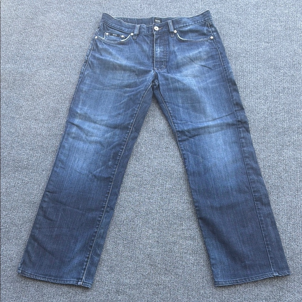 Hugo Boss Jeans Men's 33/29 Blue Stretch Wide Denim Medium Wash Pants